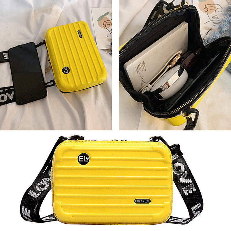 Mini Suitcase Crossbody Bag - Yellow