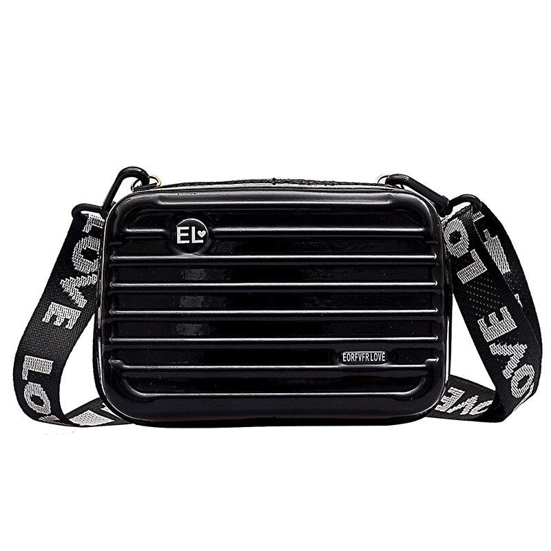 Mini Suitcase Crossbody Bag - Black
